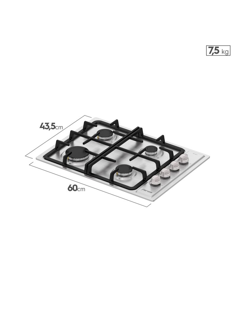 Encimera a Gas 4 Platos Encendido Eléctrico FCE 4 HF T Inox-1