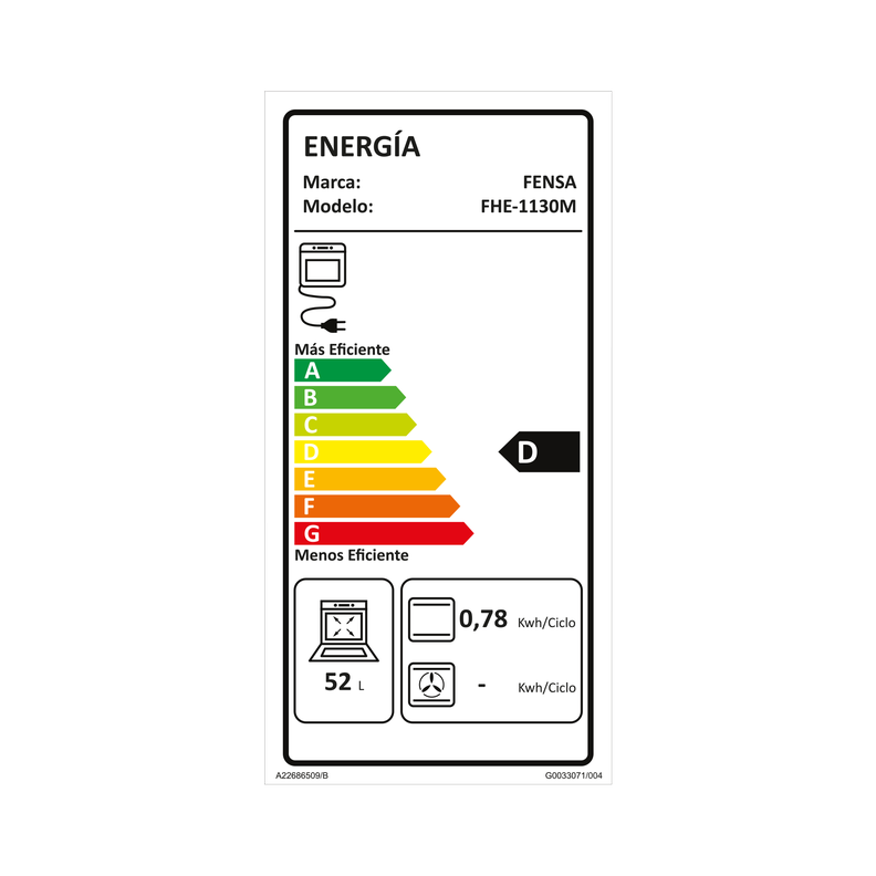 Horno Empotrable Eléctrico 59L Timer FHE 1130M-7