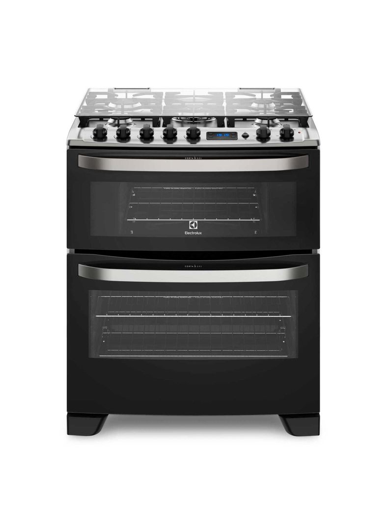 Cocina a Gas 5 Platos Doble Horno Timer Digital 76DBA Negra-0