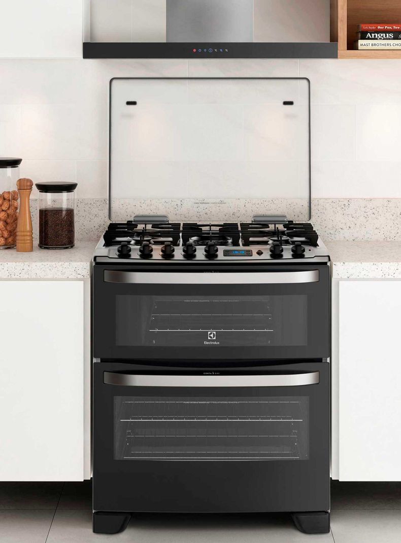 Cocina a Gas 5 Platos Doble Horno Timer Digital 76DBA Negra-3