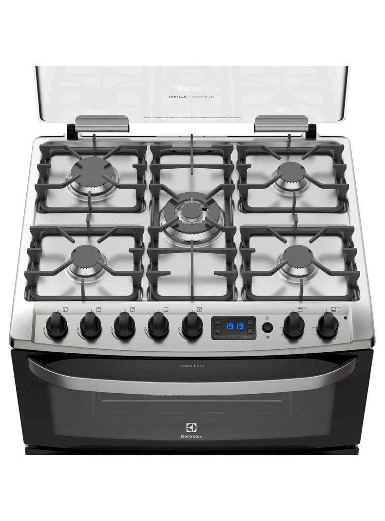 Cocina a Gas 5 Platos Doble Horno Timer Digital 76DBA Negra-4