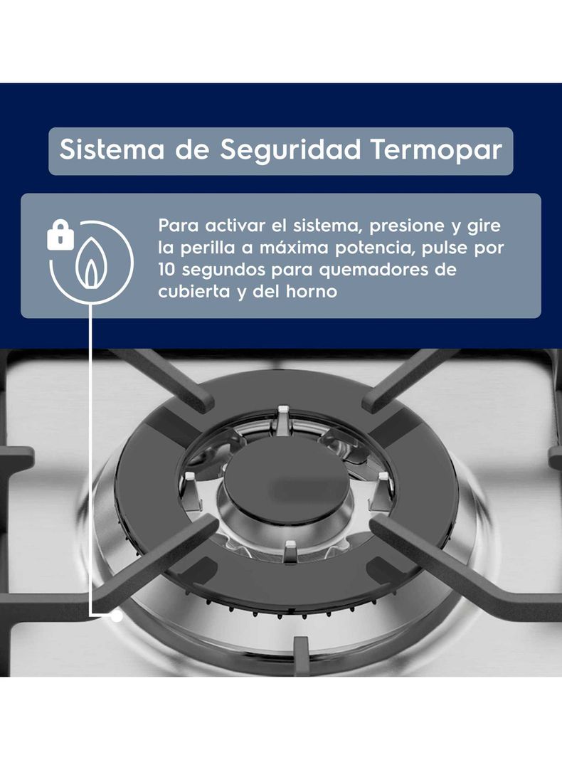 Cocina a Gas 5 Platos Doble Horno Timer Digital 76DBA Negra-6