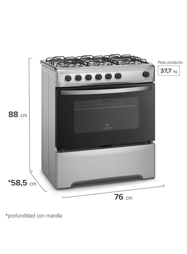 Cocina a Gas 6 Platos Mademsa Parrillas de Alambrón M 810 T-1