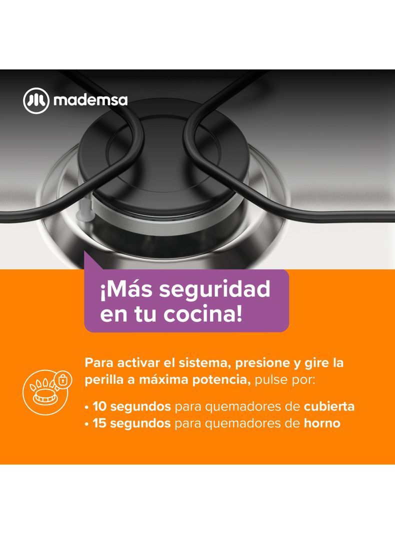 Cocina a Gas 6 Platos Mademsa Parrillas de Alambrón M 810 T-4
