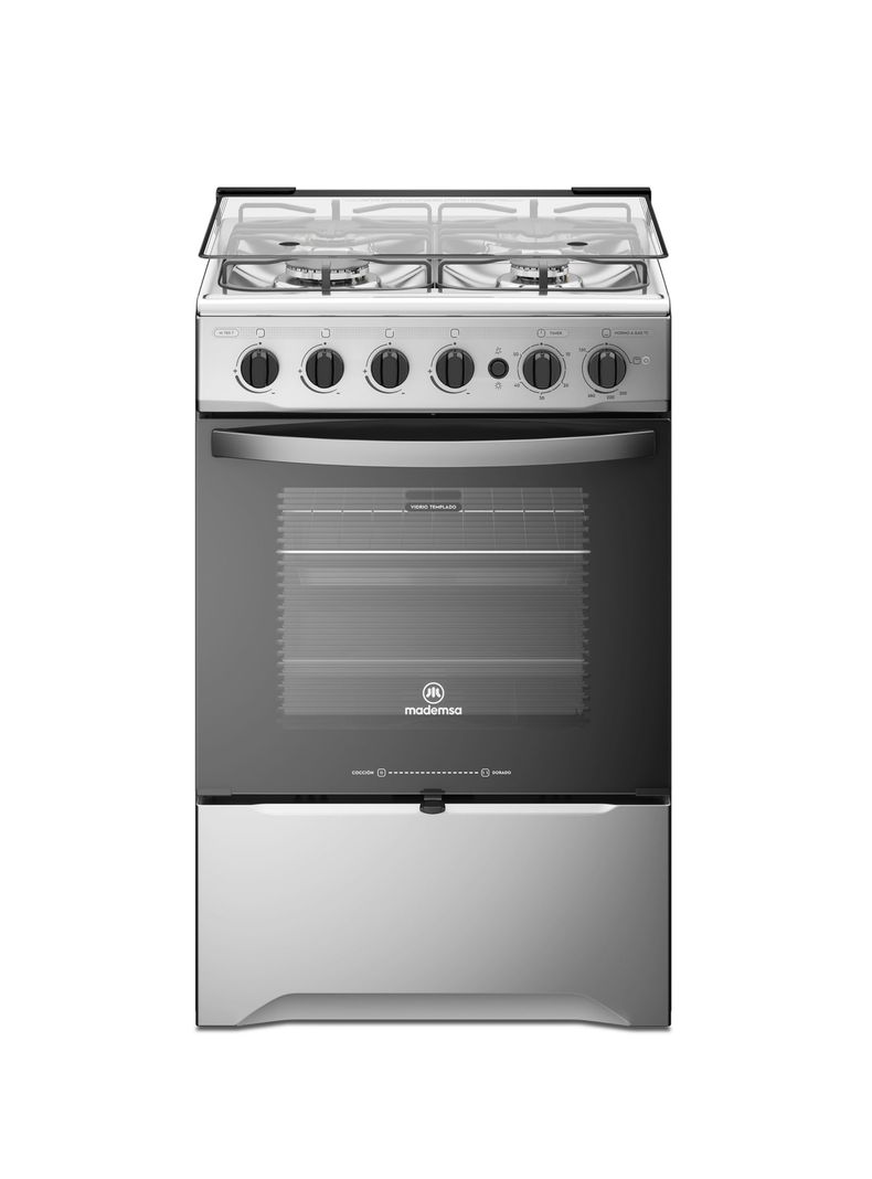 Kit Cocina A Gas 4 Platos Inox M 785 T + Campana MX 6270-1