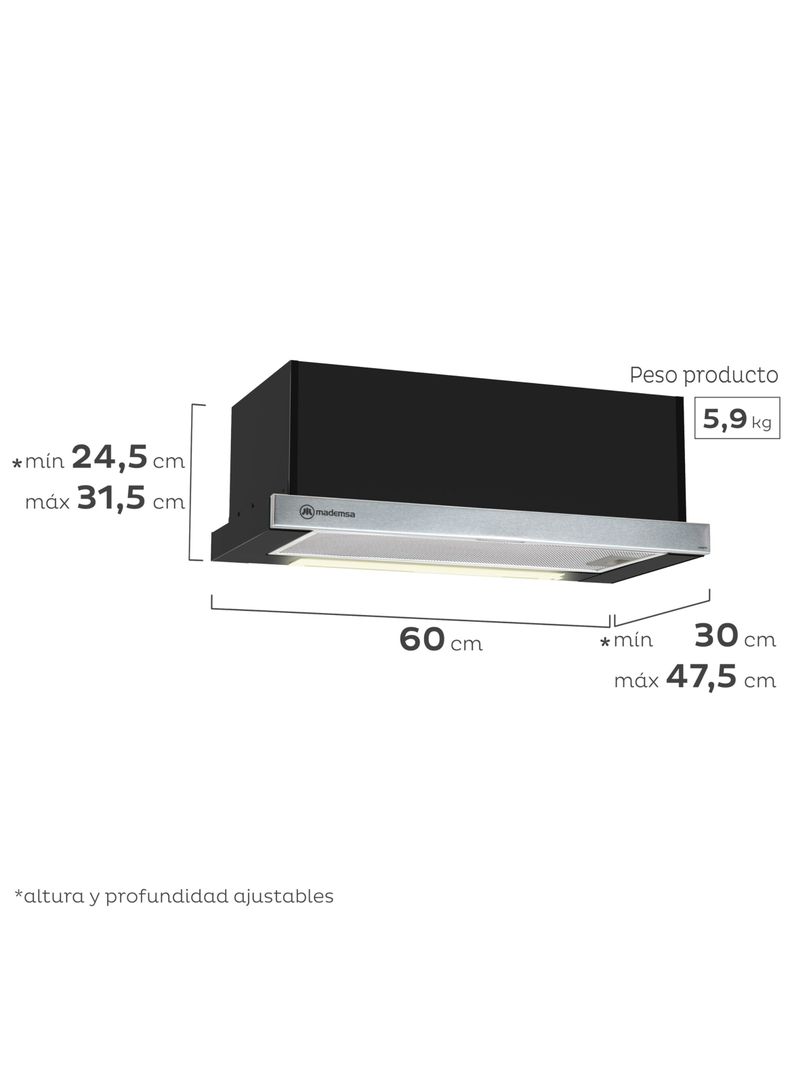 Kit Cocina A Gas 4 Platos Inox M 785 T + Campana MX 6270-5