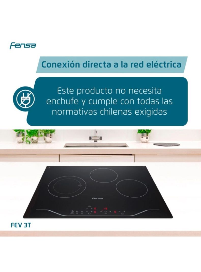 Encimera Eléctrica 3 Platos Fensa Vitrocerámica FEV 3T-5