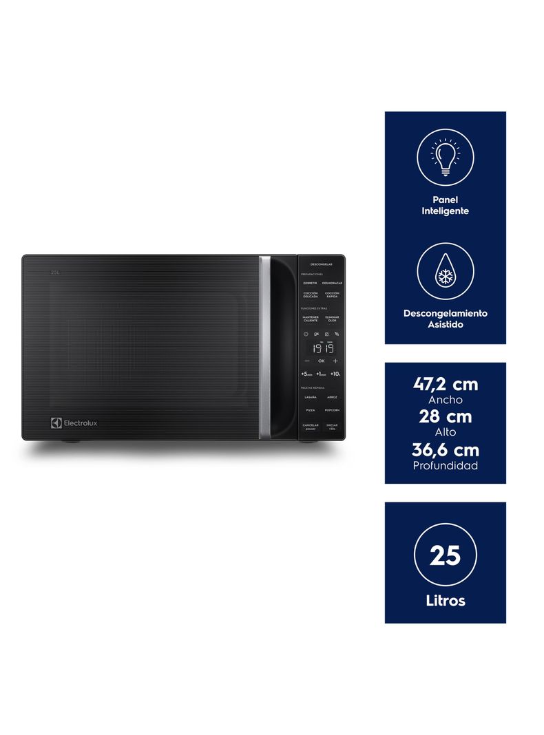 Microondas Electrolux 25 Litros Digital Descongelamiento Asistido ME25N Negro-2