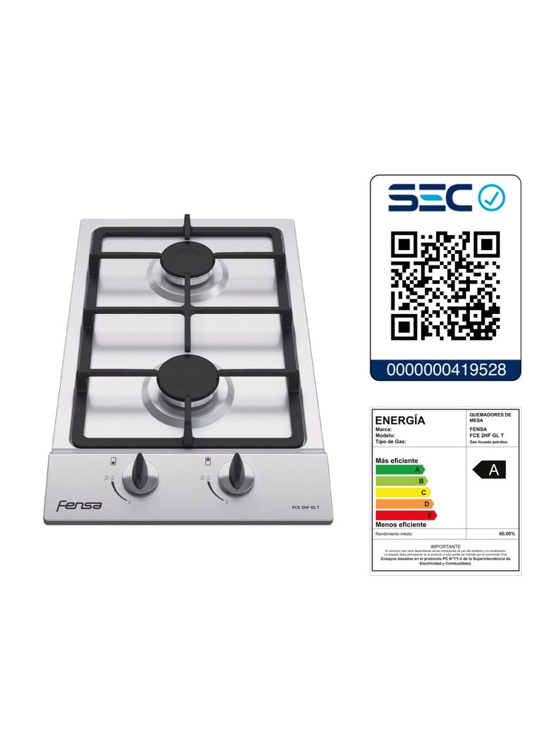 Encimera a Gas 2 Plastos Encendido Eléctrico FCE 2HF GL INOX-5