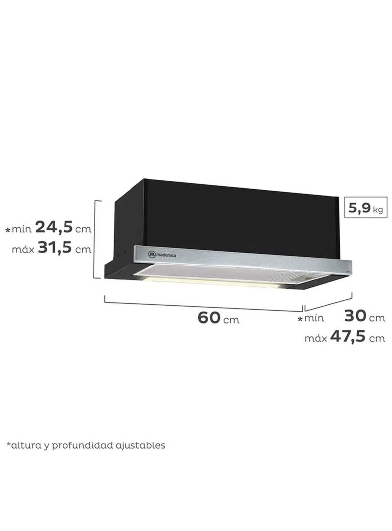 Campana de Cocina Extractora 60cm Retráctil Empotrable MX 6270-1