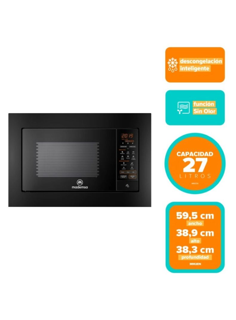 Microondas Empotrable Mademsa 27 Litros Digital MM32EN Negro-3