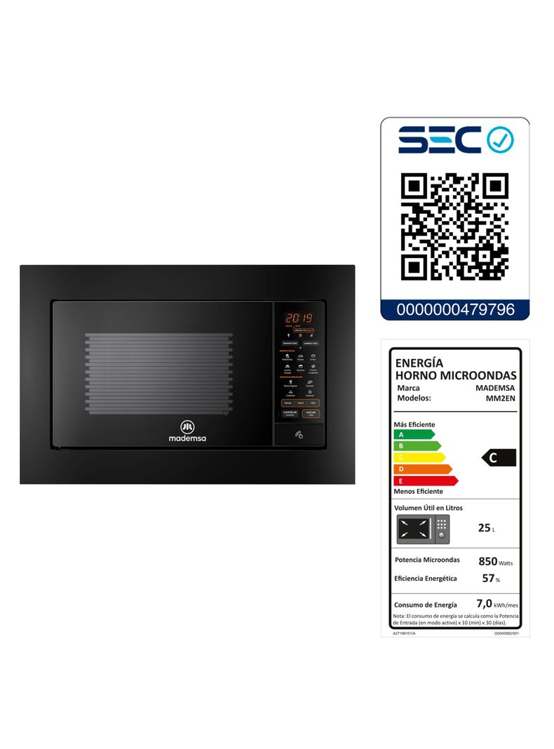 Microondas Empotrable Mademsa 27 Litros Digital MM32EN Negro-7