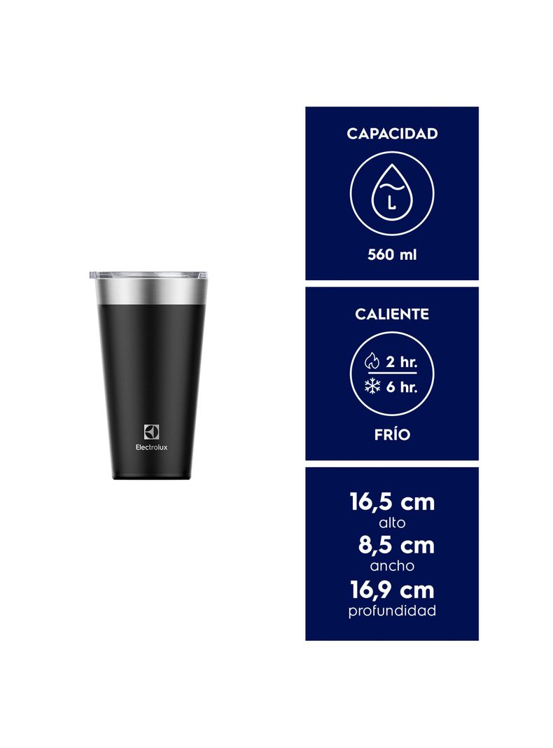 Vaso Térmico Electrolux 560 ml con Tapa Sense Negro-2