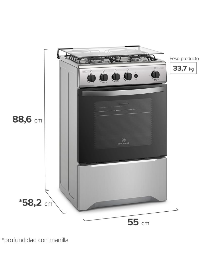 Cocina a Gas 4 Platos Mademsa Botón de Encendido M 520 T-1