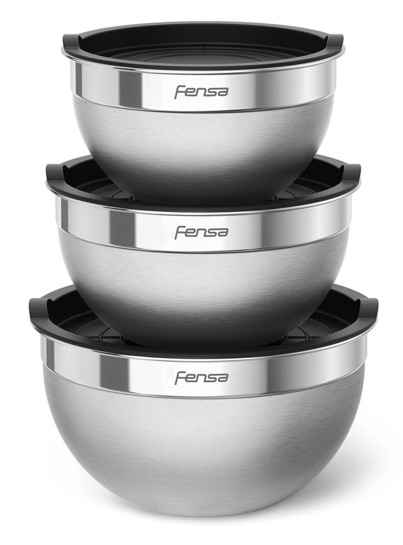Set Bowls Acero Inoxidable Fensa 3 Unidades Tapa de Plástico-0