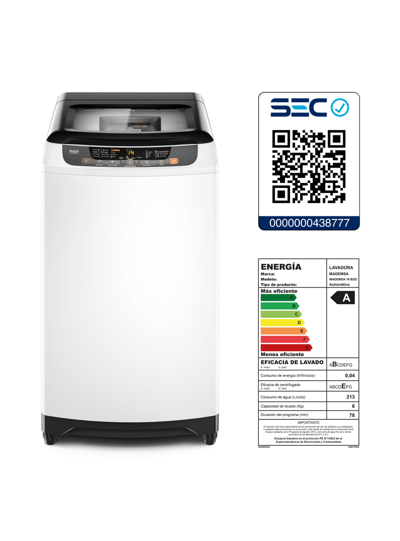 Lavadora Automática 18Kg Disolución Máxima 18 BZG Blanca-5