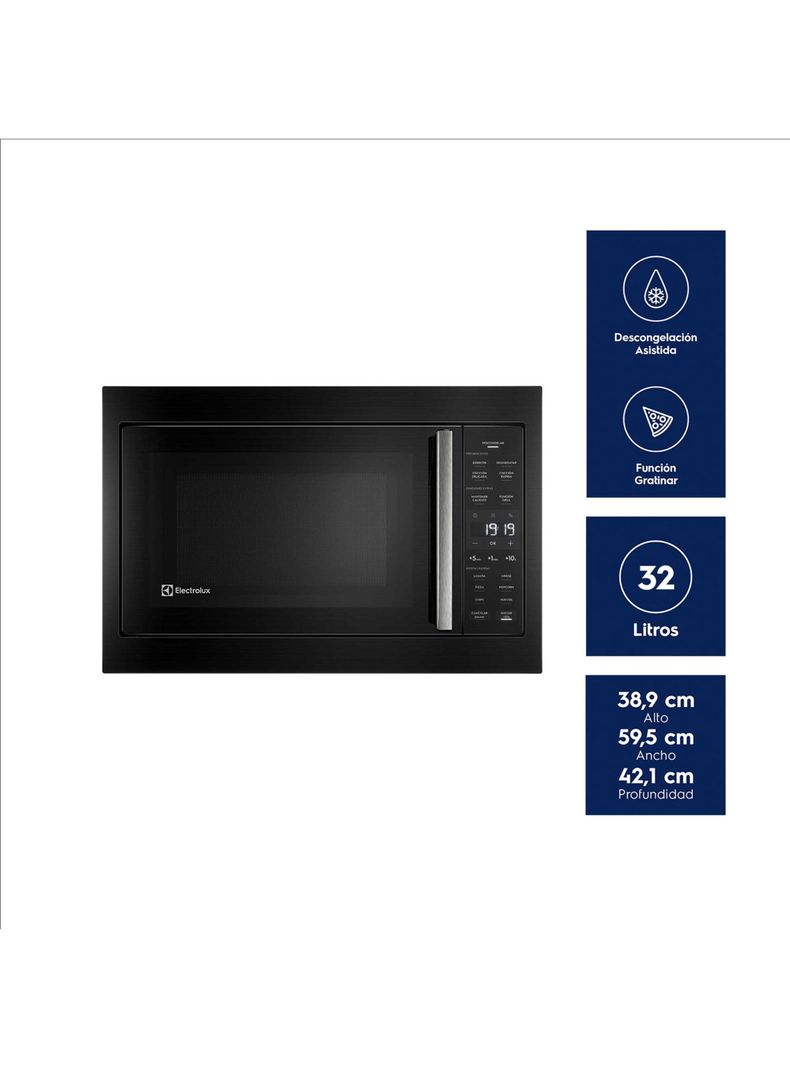 Microondas Empotrable 32 Litros Digital Grill ME3EP Negro-3