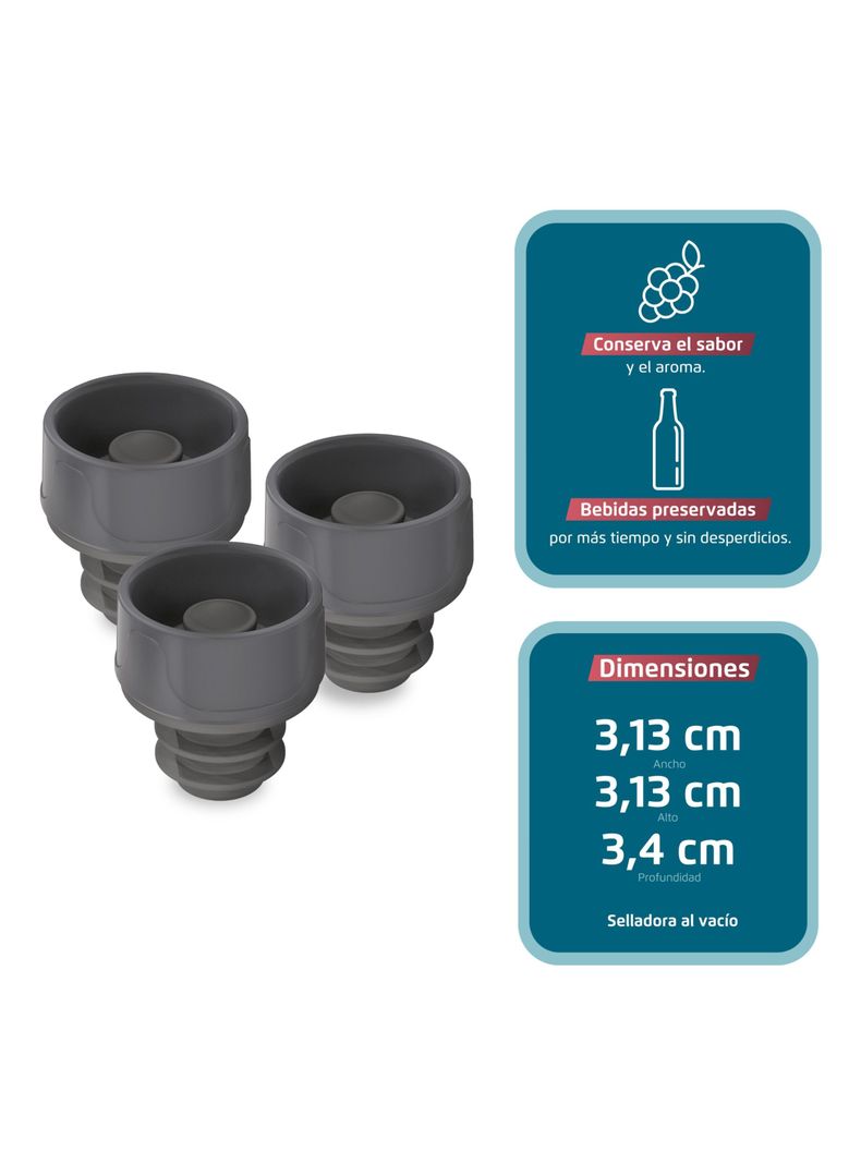 Set Corchos de Vino Sellado al Vacío Fensa 3 Unidades-2