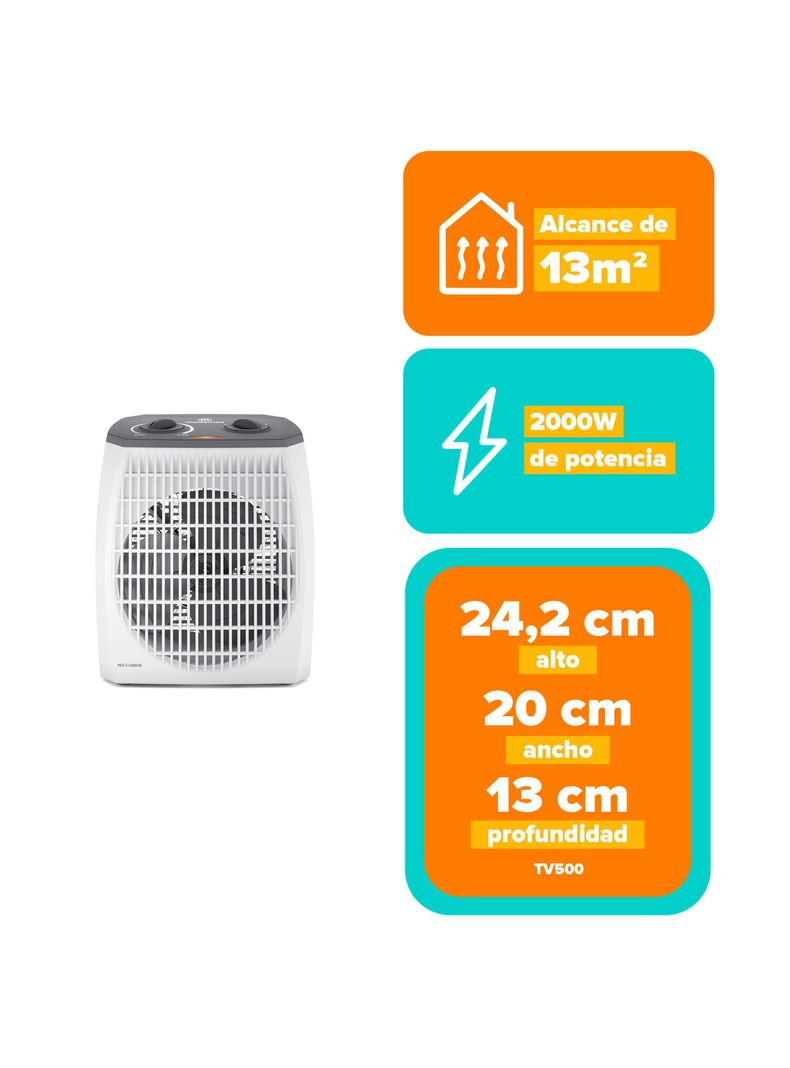Termoventilador Mademsa 2000W 2 Velocidades Termostato TV500-2