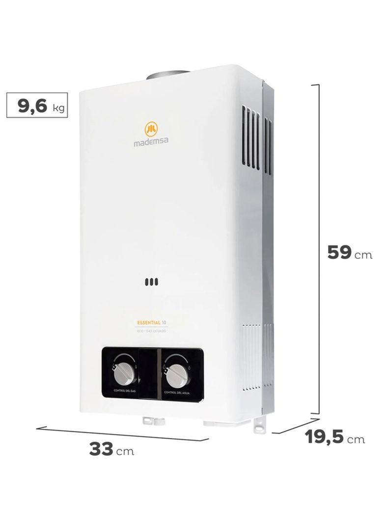 Calefont Gas Licuado 10 Litros Tiro Natural Essential 10 Eco-1