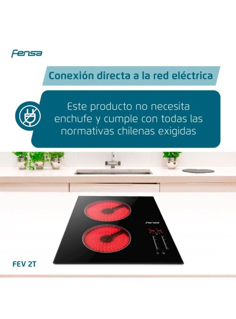 Encimera Eléctrica 2 Platos Fensa Vitrocerámica FEV 2T-6