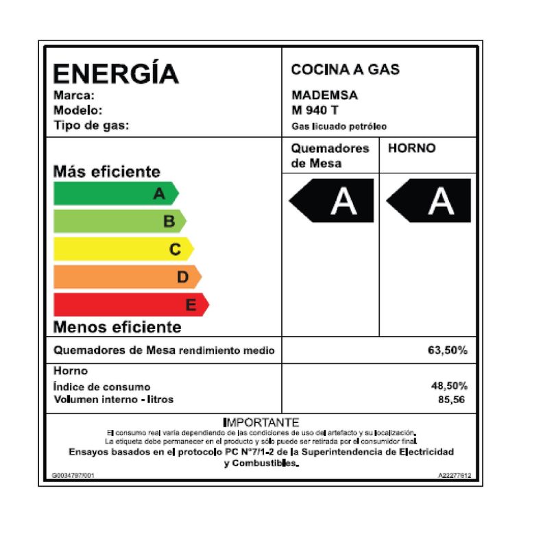 Cocina a Gas 5 Platos Mademsa Triple Llama M 940 T Negra-6