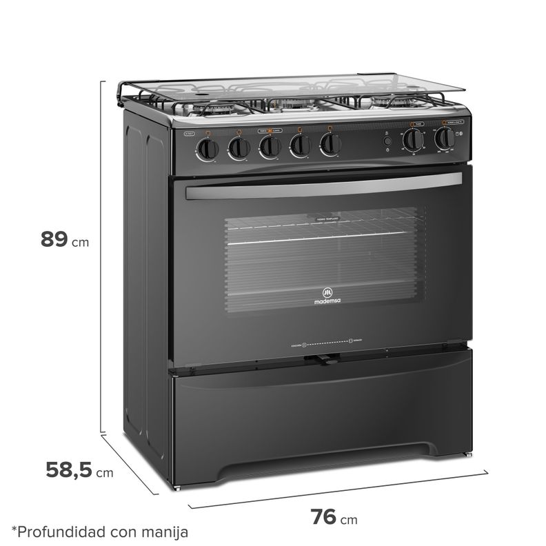 Cocina a Gas 5 Platos Mademsa Triple Llama M 940 T Negra-1