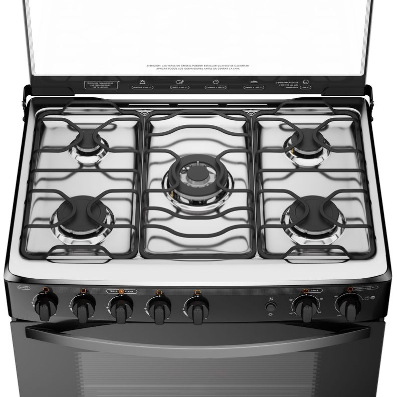Cocina a Gas 5 Platos Mademsa Triple Llama M 940 T Negra-3