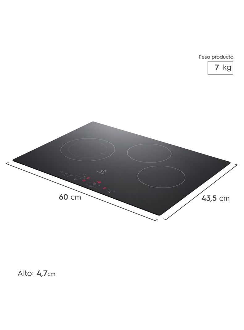 Encimera Eléctrica 3 Platos Vitrocerámica Panel Touch VE6DT-1