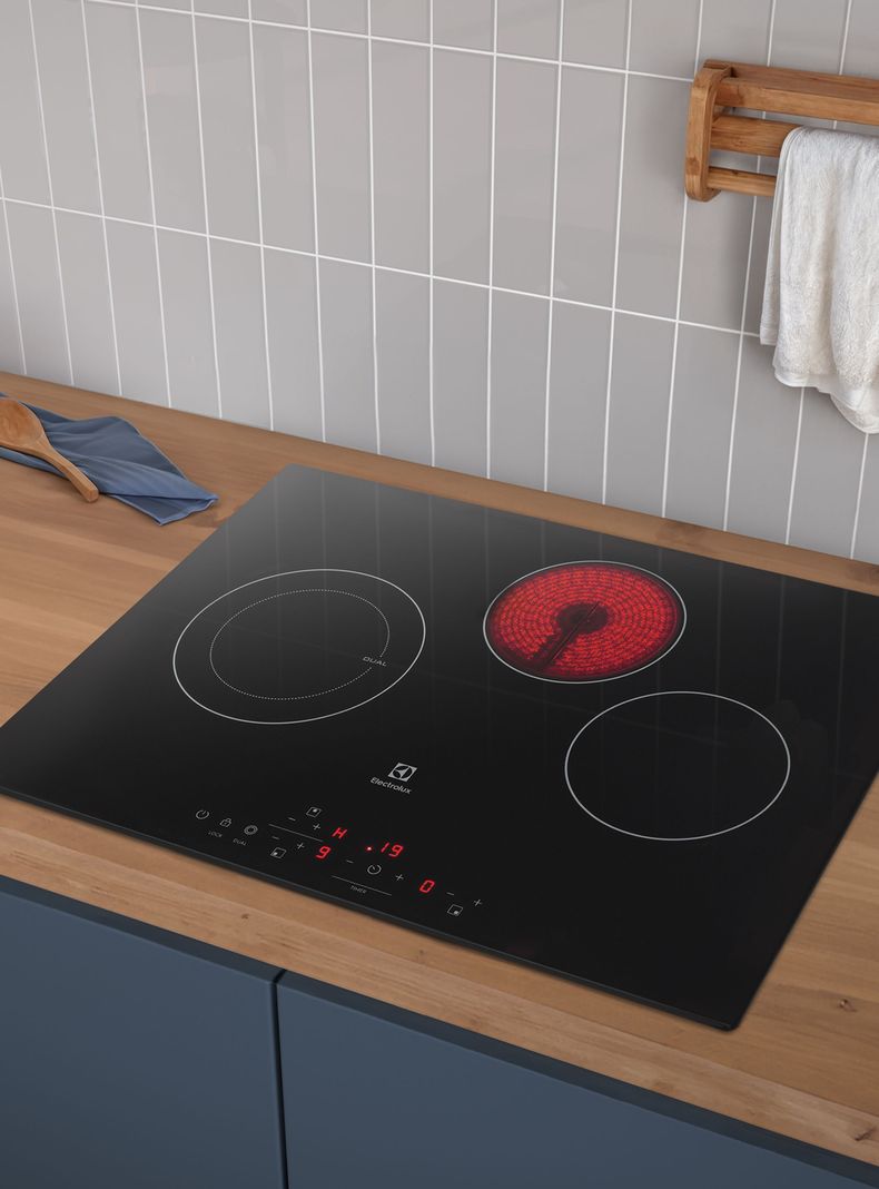 Encimera Eléctrica 3 Platos Vitrocerámica Panel Touch VE6DT-3