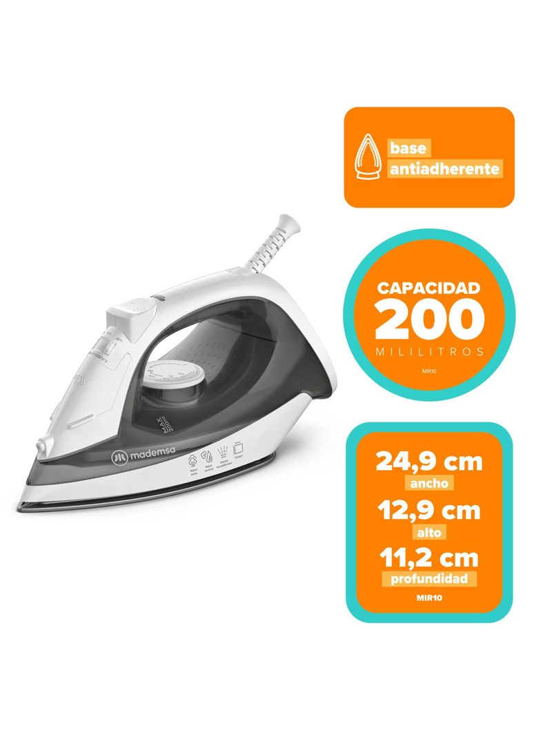 Plancha a Vapor Mademsa con Base Antiadherente MIR10-2