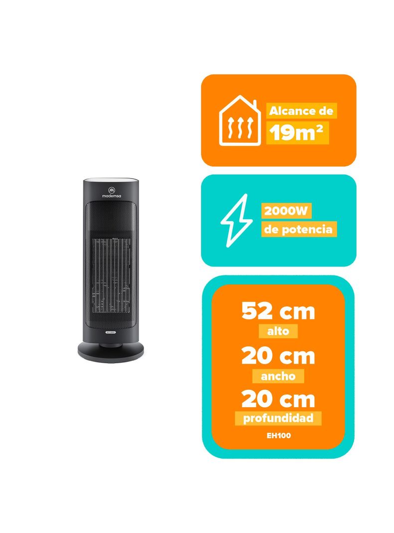Estufa Eléctrica Mademsa 2000W Digital Oscilación  EH100-2