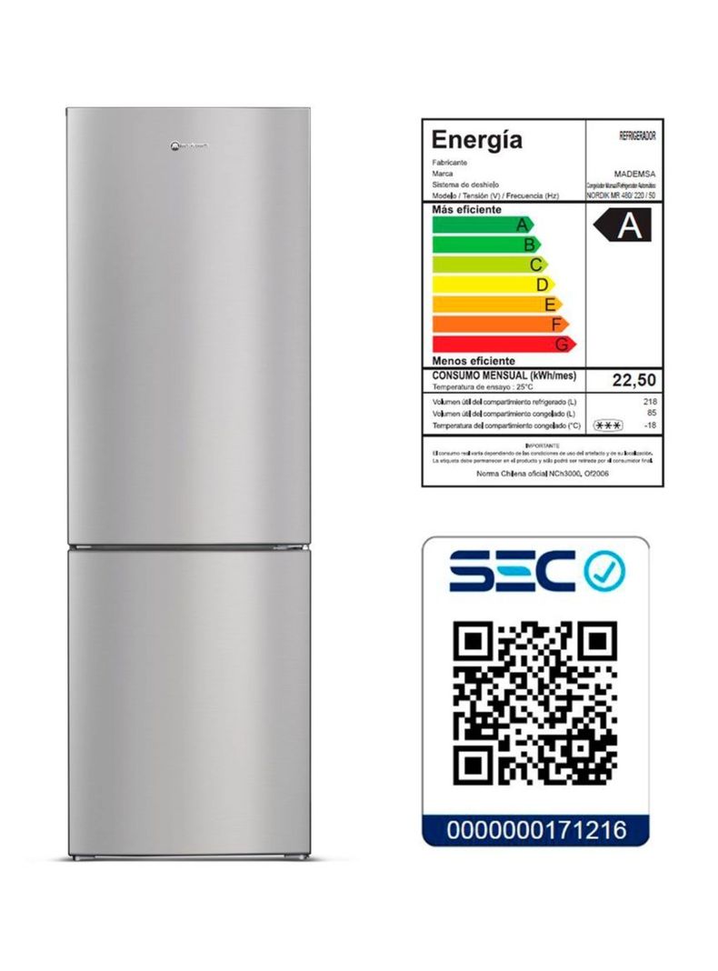 Refrigerador Mademsa 303L Bottom Freezer Nordik 480 Plus-7