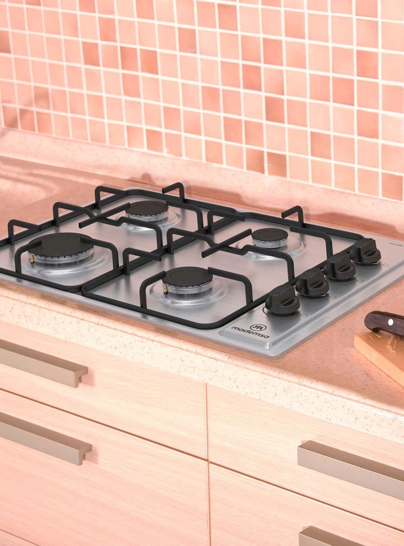 Encimera a Gas 4 Platos Encendido Eléctrico MCE 435E T Inox-3