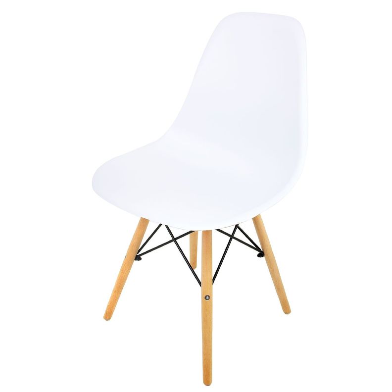 Silla Eames Blanca Moderna Ergonomica Patas Madera Maciza-0