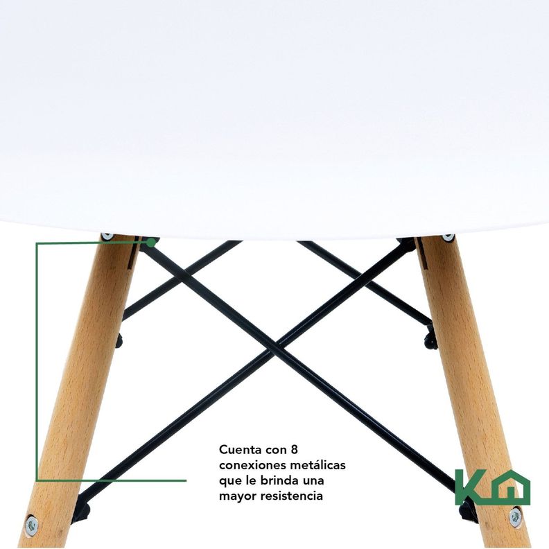 Silla Eames Blanca Moderna Ergonomica Patas Madera Maciza-2