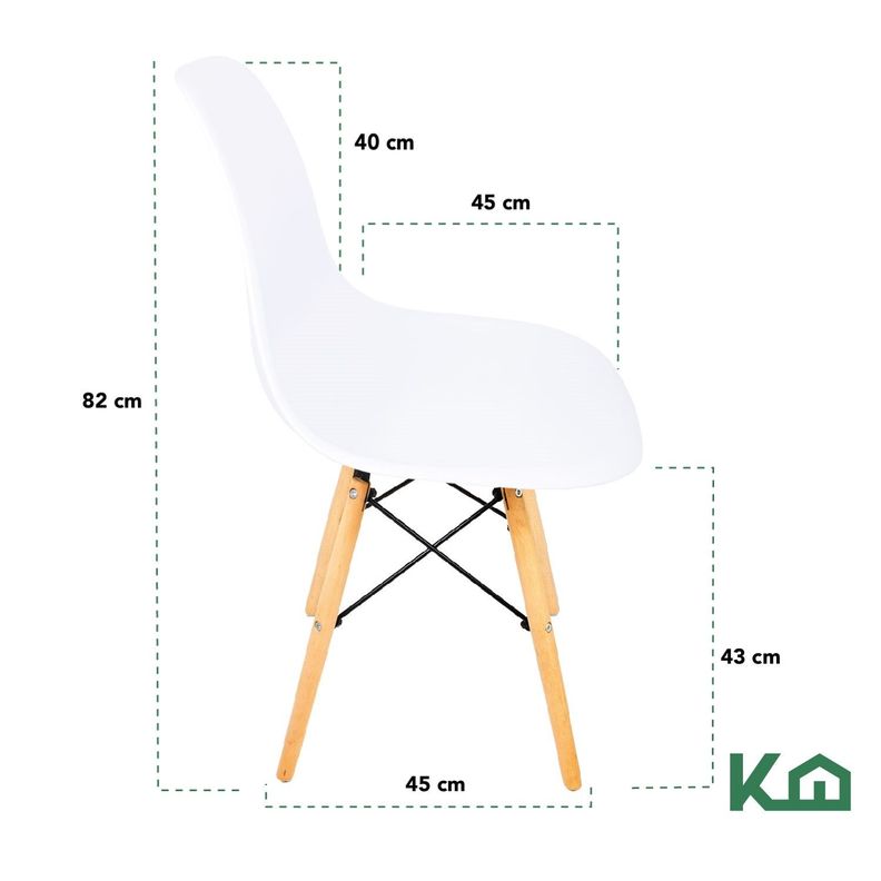Silla Eames Blanca Moderna Ergonomica Patas Madera Maciza-3