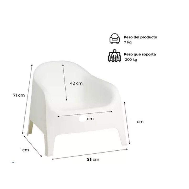 Sillon Individual Blanco Plastico Exterior Jardin-2