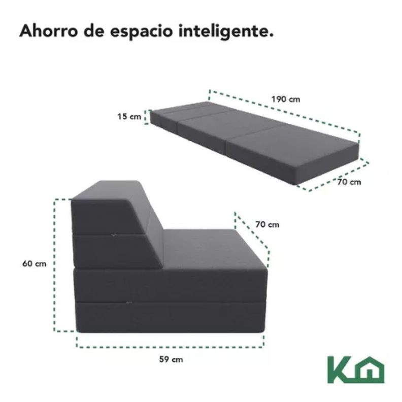 Sofa Cama Sillon Plegable Individual 2 En 1 Multifuncional-4