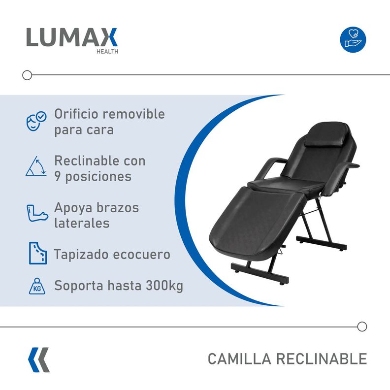 Camilla Reclinable Para Masajes Depilacion y Tatuajes Negra-1