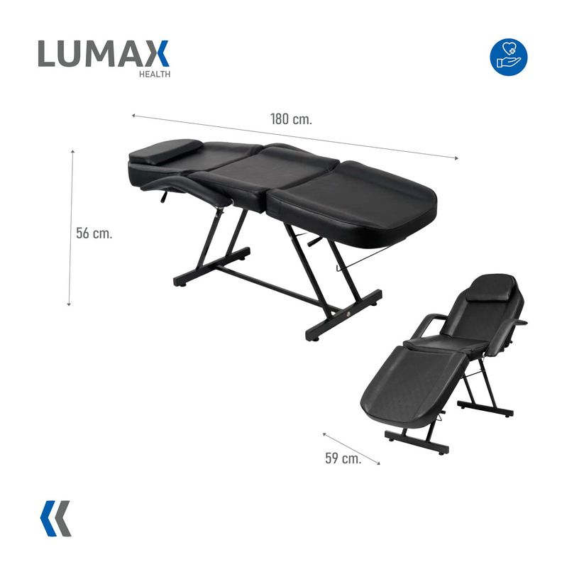 Camilla Reclinable Para Masajes Depilacion y Tatuajes Negra-2