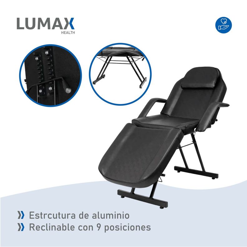 Camilla Reclinable Para Masajes Depilacion y Tatuajes Negra-6