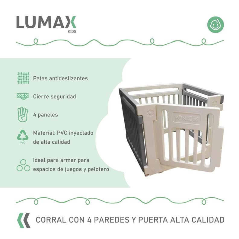 Corral de Seguridad Para Bebes Rectangular  Blanco y Gris-1
