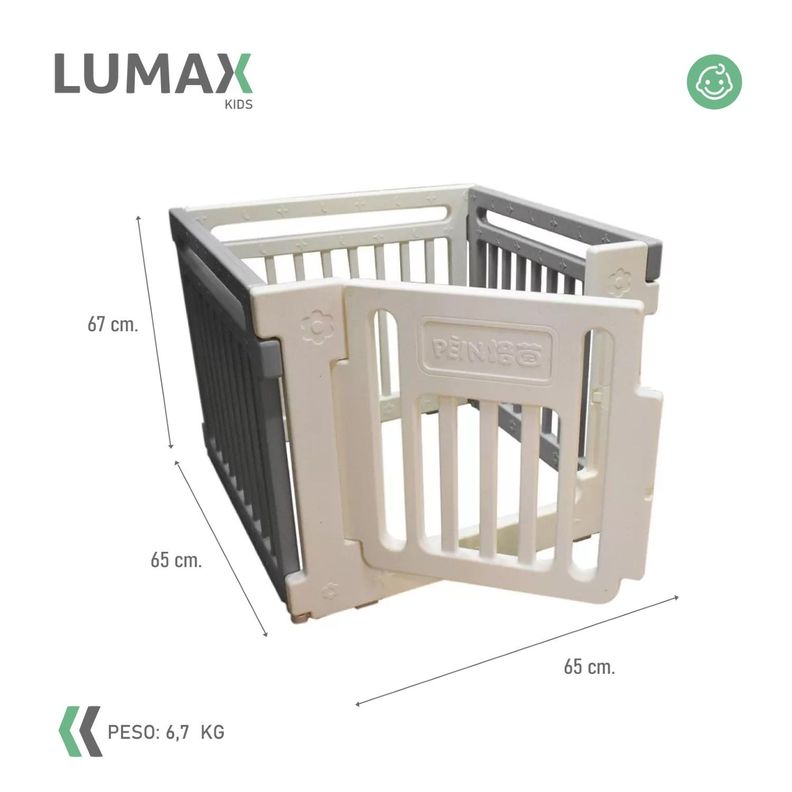 Corral de Seguridad Para Bebes Rectangular  Blanco y Gris-2