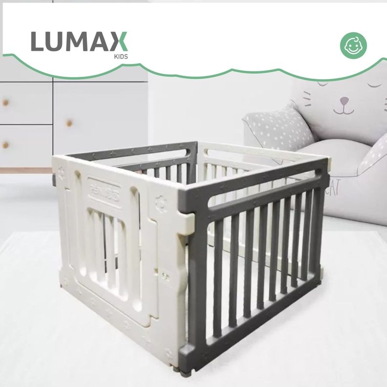 Corral de Seguridad Para Bebes Rectangular  Blanco y Gris-3
