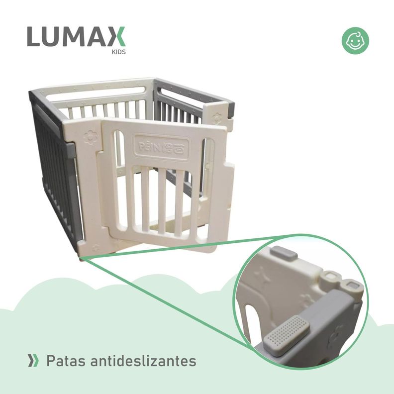 Corral de Seguridad Para Bebes Rectangular  Blanco y Gris-4