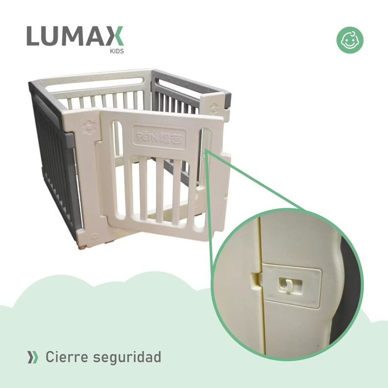 Corral de Seguridad Para Bebes Rectangular  Blanco y Gris-5