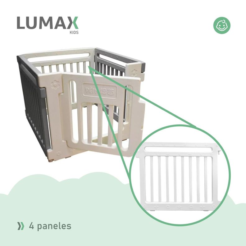 Corral de Seguridad Para Bebes Rectangular  Blanco y Gris-6