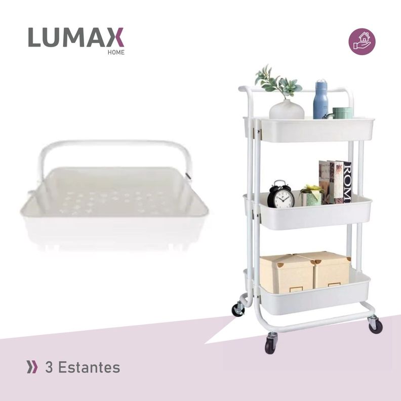 Carrito Organizador 3 Niveles Lumax con Ruedas Blanco-5