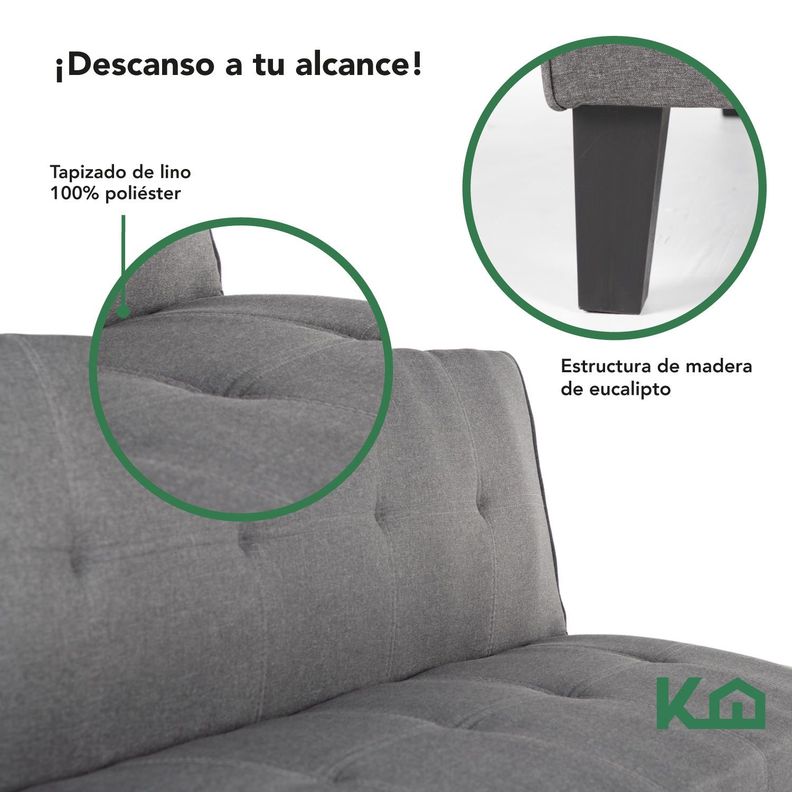 Futon Sofa Cama Contemporaneo KingsHouse Gris-4